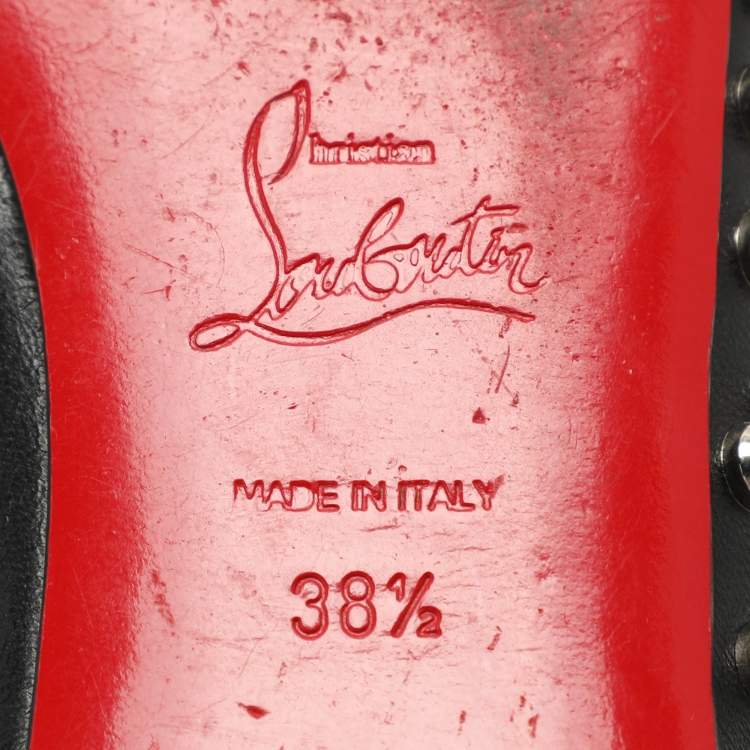 مملوكة مسبقًا Christian Louboutin Black Leather Sonietta Spikes Bow Ballet Flats 38.5