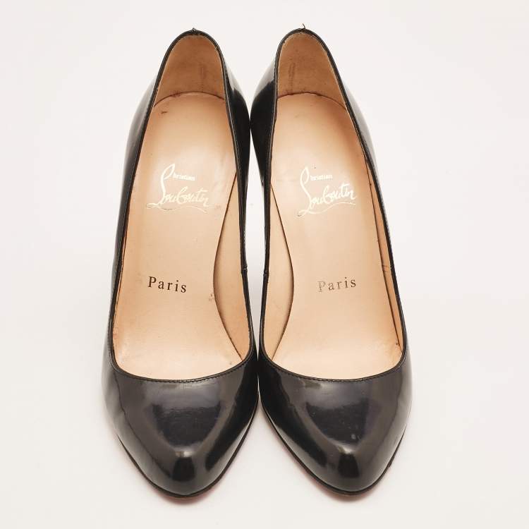 Pre Owned Christian Louboutin Black Patent Leather Decollete Pumps Size 37