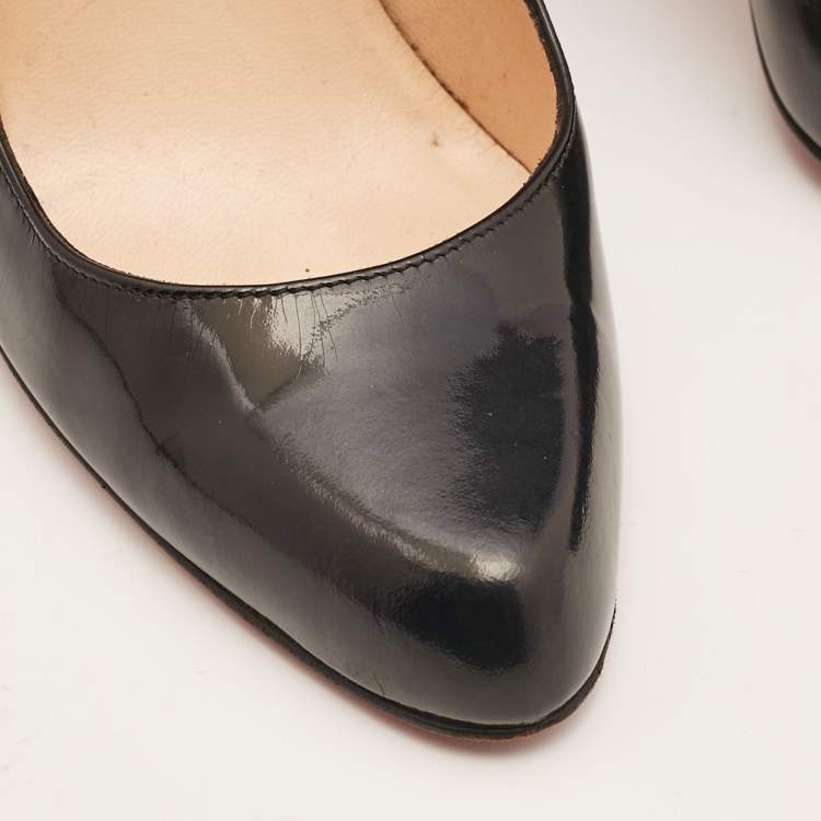 Pre Owned Christian Louboutin Black Patent Leather Decollete Pumps Size 37