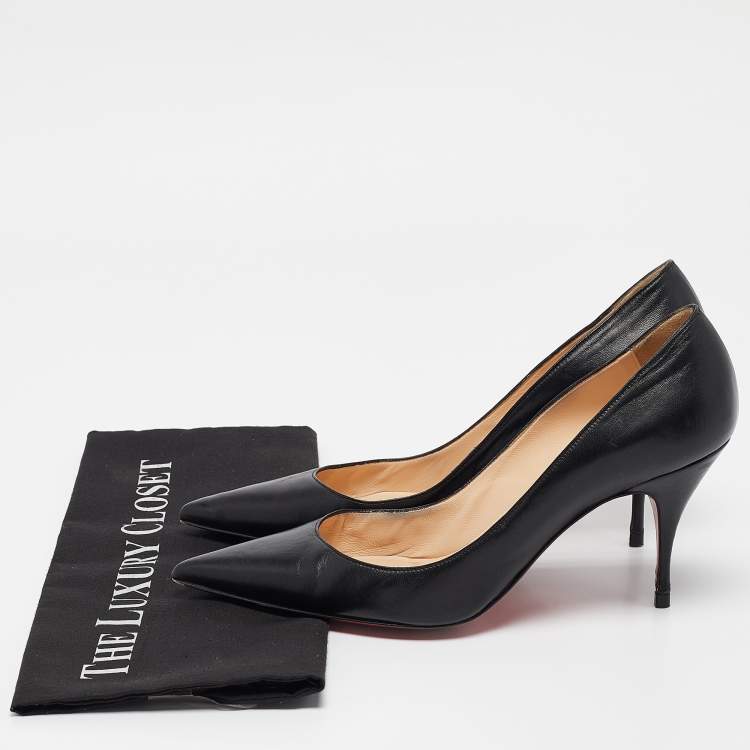 Pre Owned Christian Louboutin Black Leather Pigalle Pointed Toe Pumps Size 39