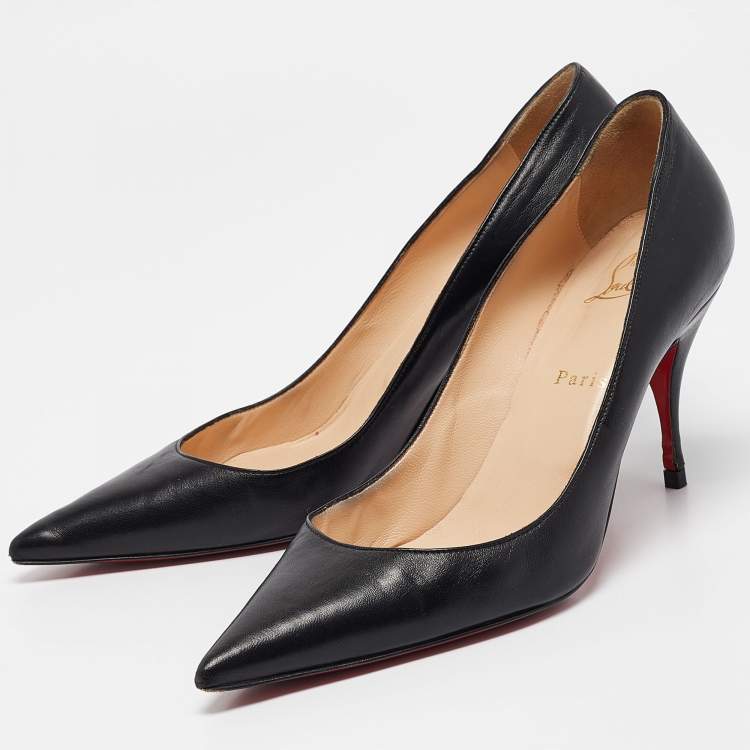Pre Owned Christian Louboutin Black Leather Pigalle Pointed Toe Pumps Size 39
