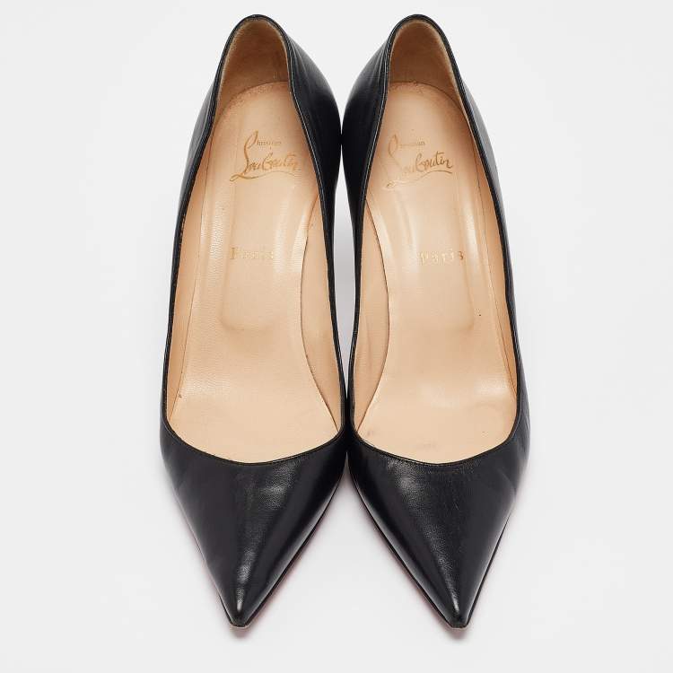 Pre Owned Christian Louboutin Black Leather Pigalle Pointed Toe Pumps Size 39