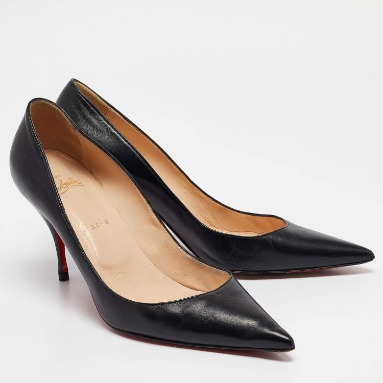 Pre Owned Christian Louboutin Black Leather Pigalle Pointed Toe Pumps Size 39