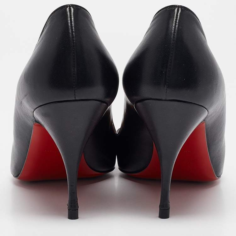 Pre Owned Christian Louboutin Black Leather Pigalle Pointed Toe Pumps Size 39