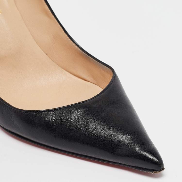 Pre Owned Christian Louboutin Black Leather Pigalle Pointed Toe Pumps Size 39