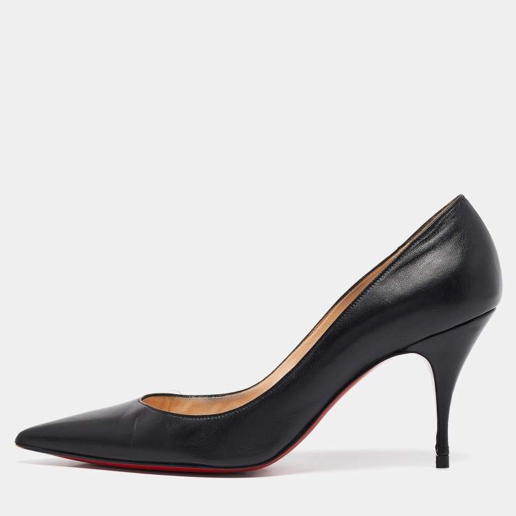 Pre Owned Christian Louboutin Black Leather Pigalle Pointed Toe Pumps Size 39