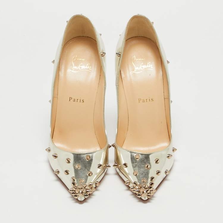 مملوكة مسبقًا Christian Louboutin Gold Leather Degraspike Pumps Size 39