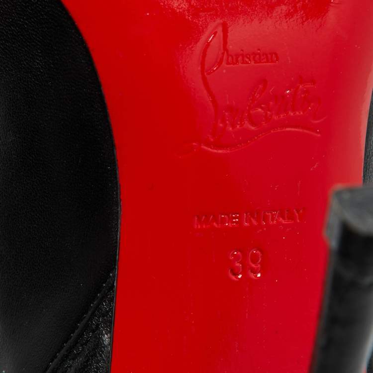 Pre Owned Christian Louboutin Black Leather Mercura Wings Ankle Booties Size 39