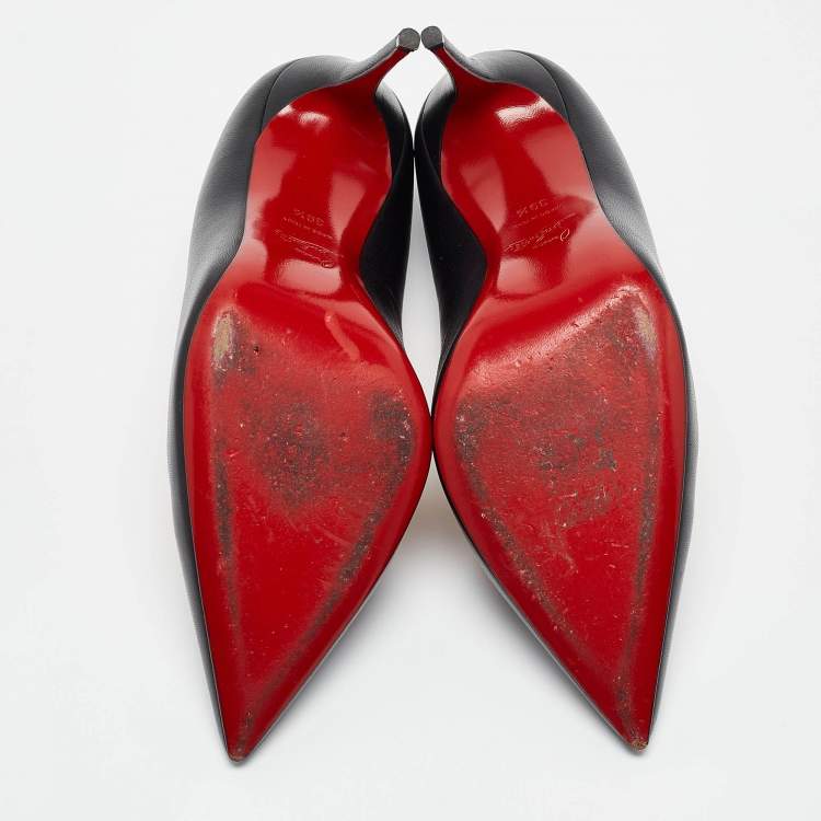 Pre Owned Christian Louboutin Black Leather Kate Pumps Size 39.5