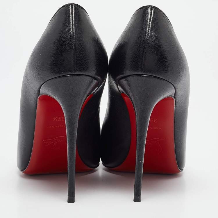 Pre Owned Christian Louboutin Black Leather Kate Pumps Size 39.5