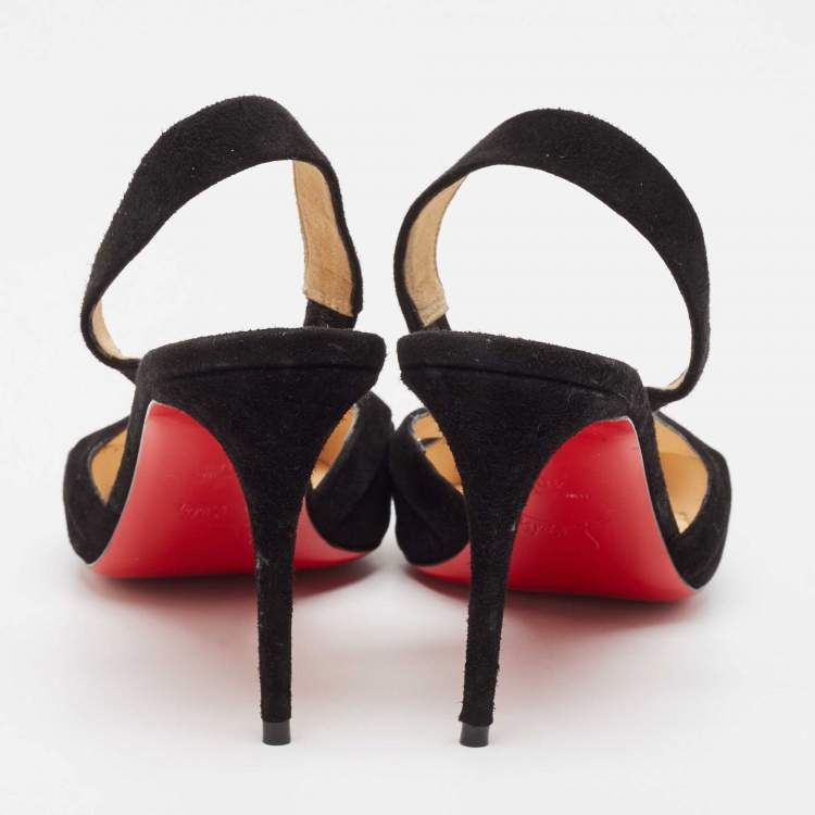 Pre Owned Christian Louboutin Black Suede Actina 85 Pumps Size 40