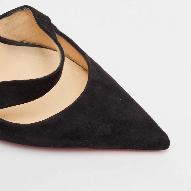 Pre Owned Christian Louboutin Black Suede Actina 85 Pumps Size 40