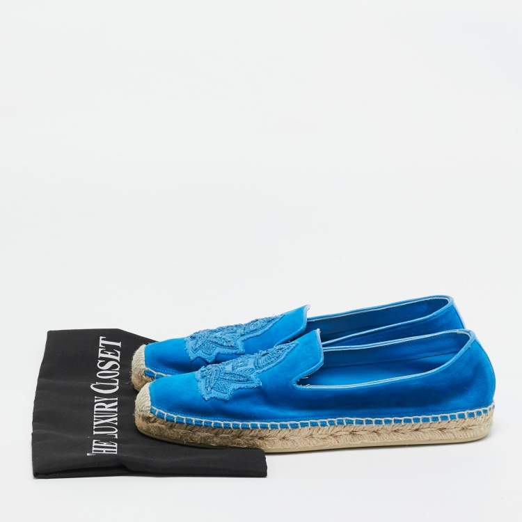 Pre Owned Christian Louboutin Blue Suede Nanou Orlato Espadrille Flats Size 38