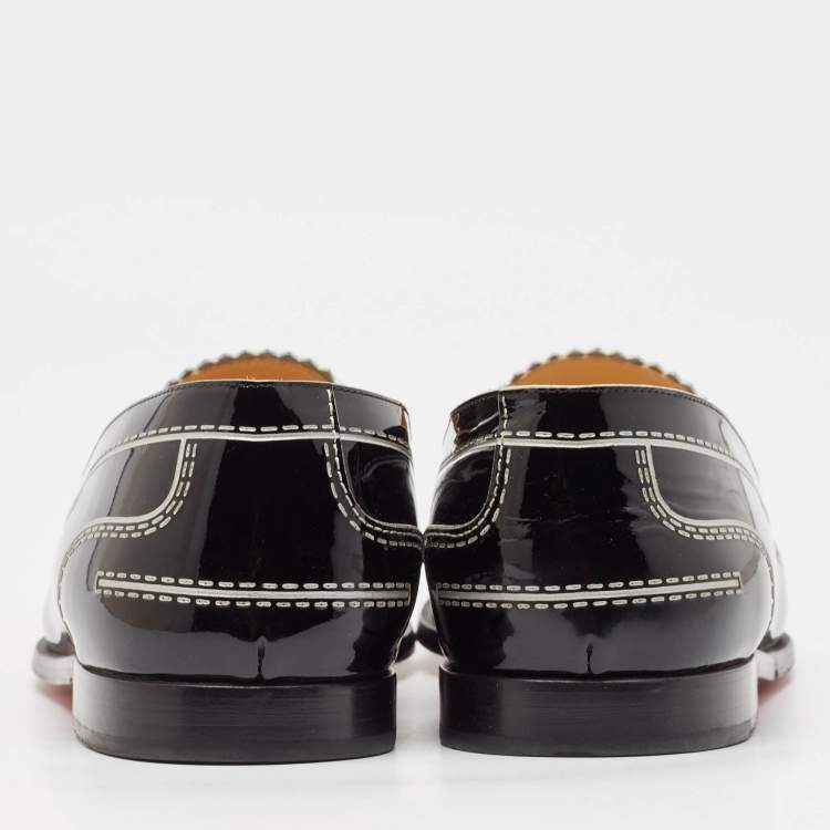 Pre Owned Christian Louboutin Black Patent Leather Mocalaureat Loafers Size 39.5