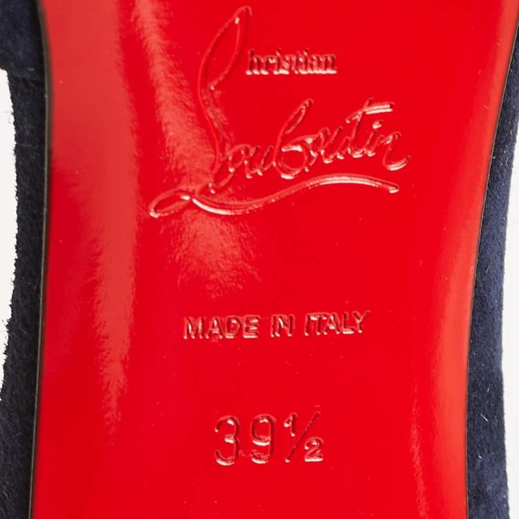 Pre Owned Christian Louboutin Navy Blue Suede Iriza Pumps Size 39.5