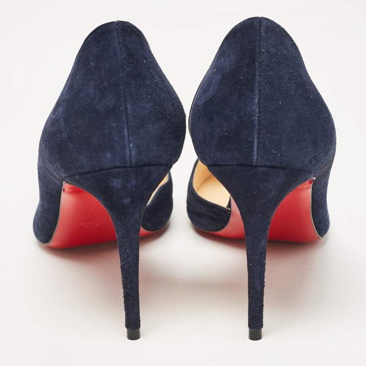 Pre Owned Christian Louboutin Navy Blue Suede Iriza Pumps Size 39.5