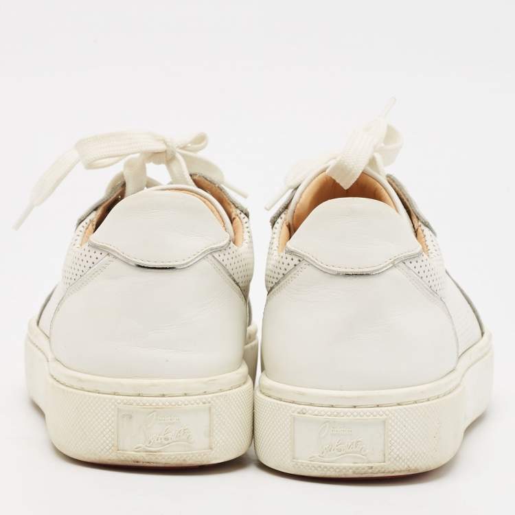 Pre Owned Christian Louboutin White Perforated Leather Vieirissima Sneakers Size 38.5