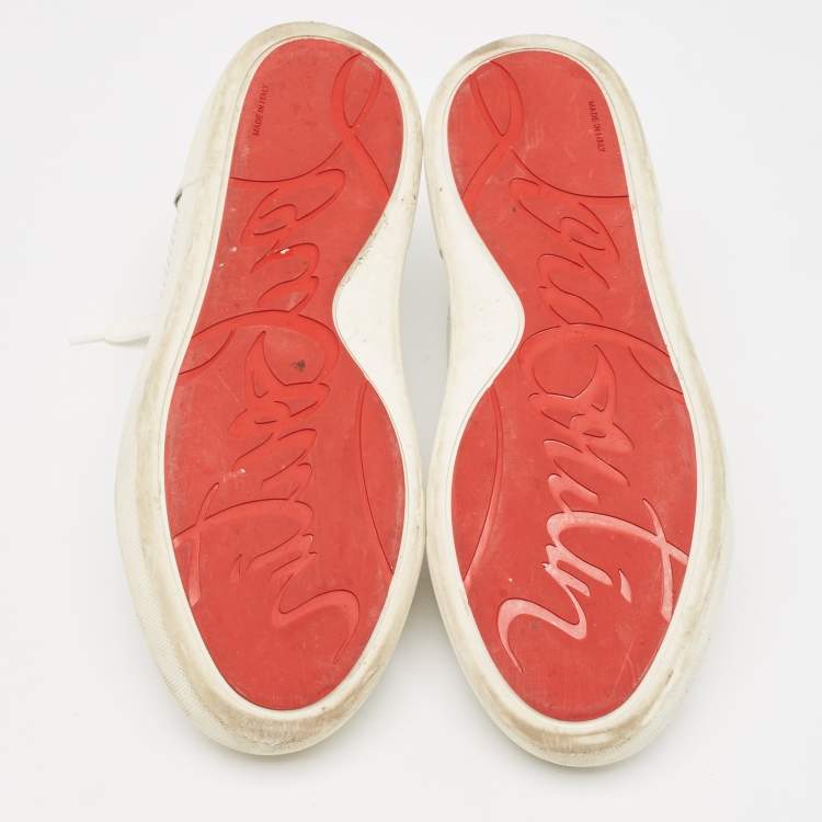 Pre Owned Christian Louboutin White Perforated Leather Vieirissima Sneakers Size 38.5