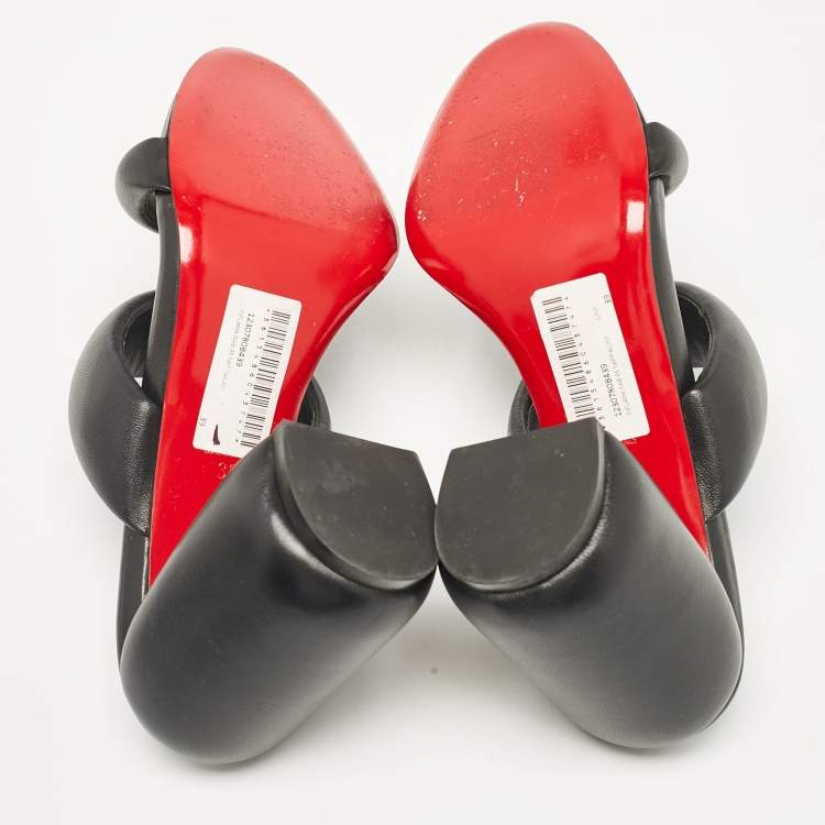 Pre Owned Christian Louboutin Black Leather Inflama Sab Slide Sandals Size 39