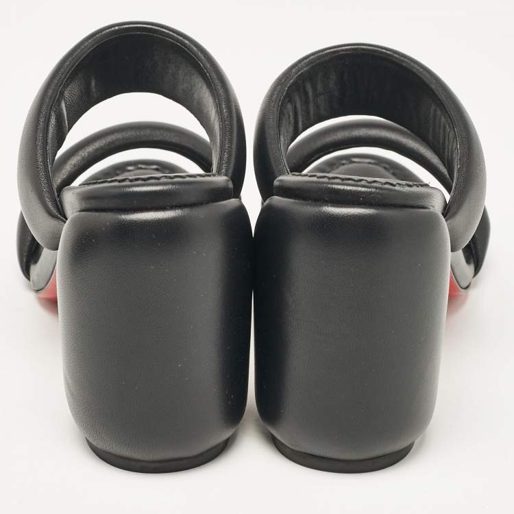 Pre Owned Christian Louboutin Black Leather Inflama Sab Slide Sandals Size 39