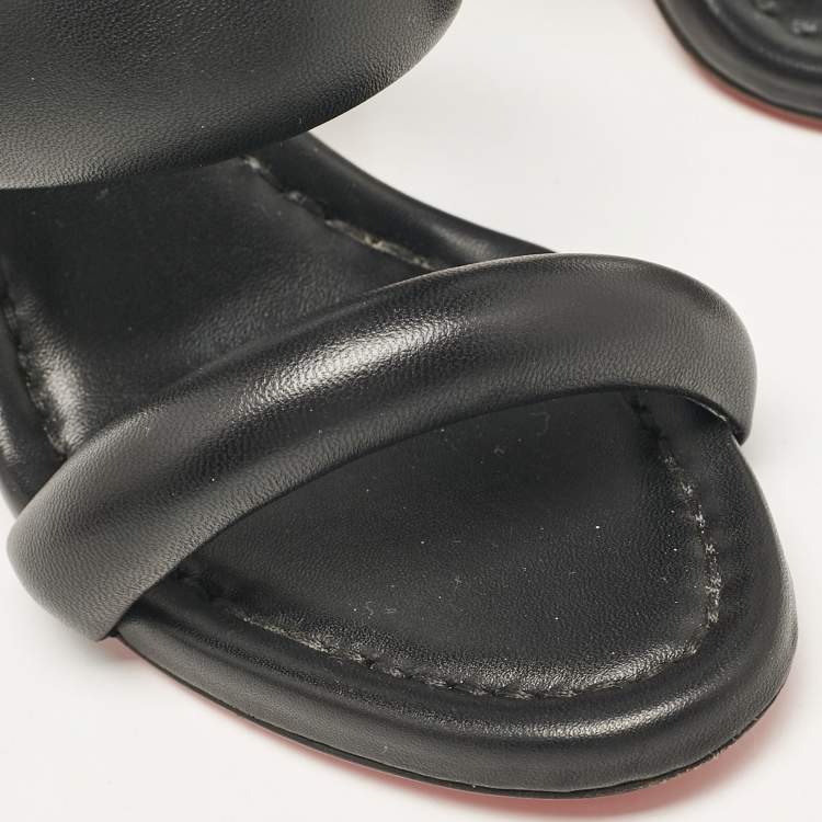 Pre Owned Christian Louboutin Black Leather Inflama Sab Slide Sandals Size 39