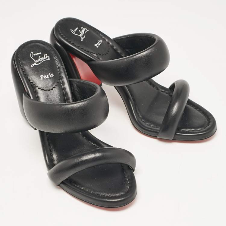 Pre Owned Christian Louboutin Black Leather Inflama Sab Slide Sandals Size 39