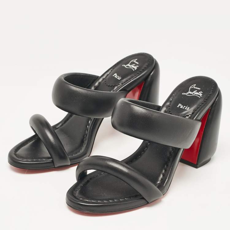 Pre Owned Christian Louboutin Black Leather Inflama Sab Slide Sandals Size 39
