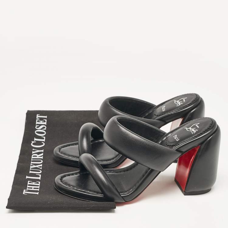 Pre Owned Christian Louboutin Black Leather Inflama Sab Slide Sandals Size 39