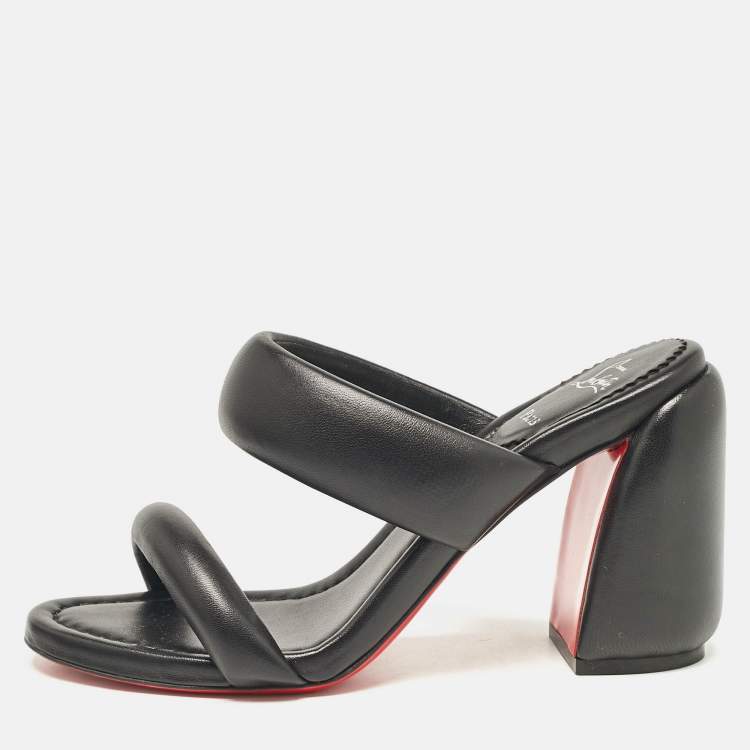 Pre Owned Christian Louboutin Black Leather Inflama Sab Slide Sandals Size 39