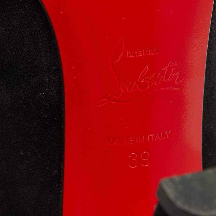 Pre Owned Christian Louboutin Black Suede Electropump Peep Toe Pumps Size 39