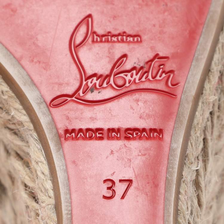 Pre Owned Christian Louboutin Orange Patent Leather Chocazeppa Wedge Sandals Size 37