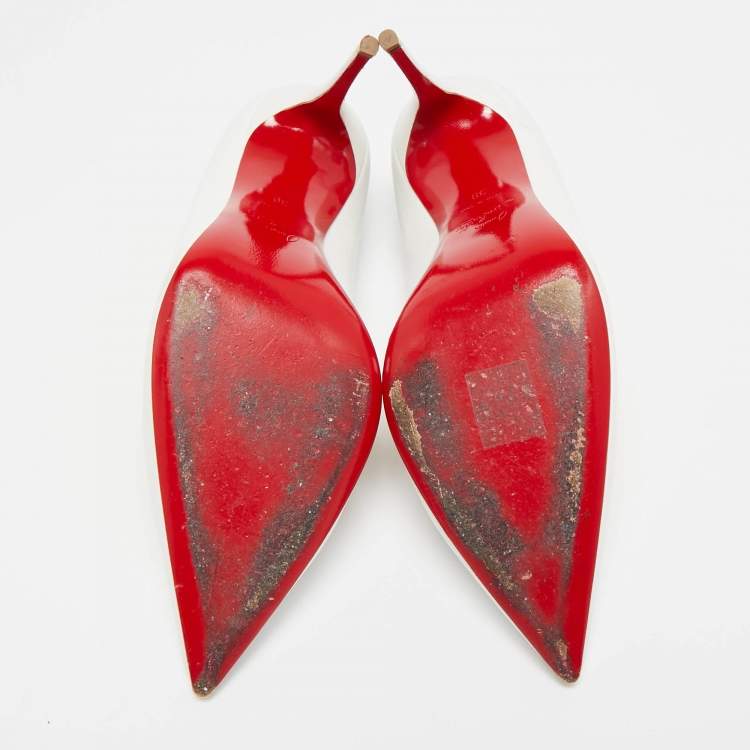 Pre Owned Christian Louboutin White Leather Kate Pumps Size 39