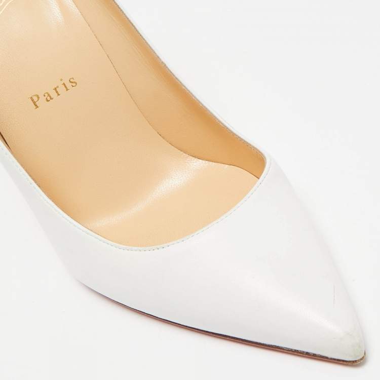 Pre Owned Christian Louboutin White Leather Kate Pumps Size 39
