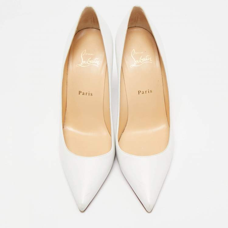 Pre Owned Christian Louboutin White Leather Kate Pumps Size 39