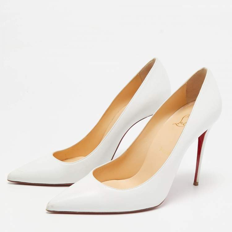 Pre Owned Christian Louboutin White Leather Kate Pumps Size 39