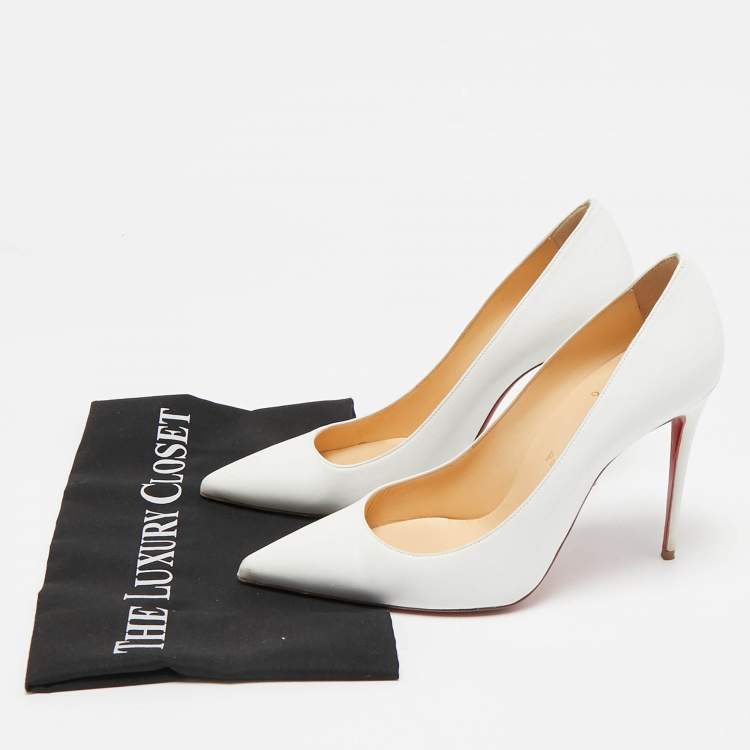 Pre Owned Christian Louboutin White Leather Kate Pumps Size 39