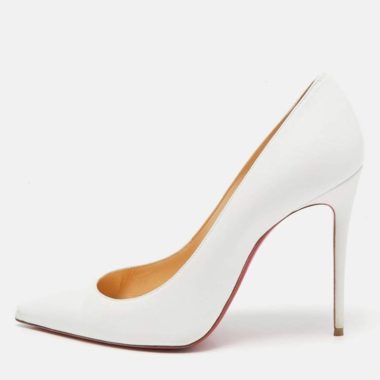 Pre Owned Christian Louboutin White Leather Kate Pumps Size 39