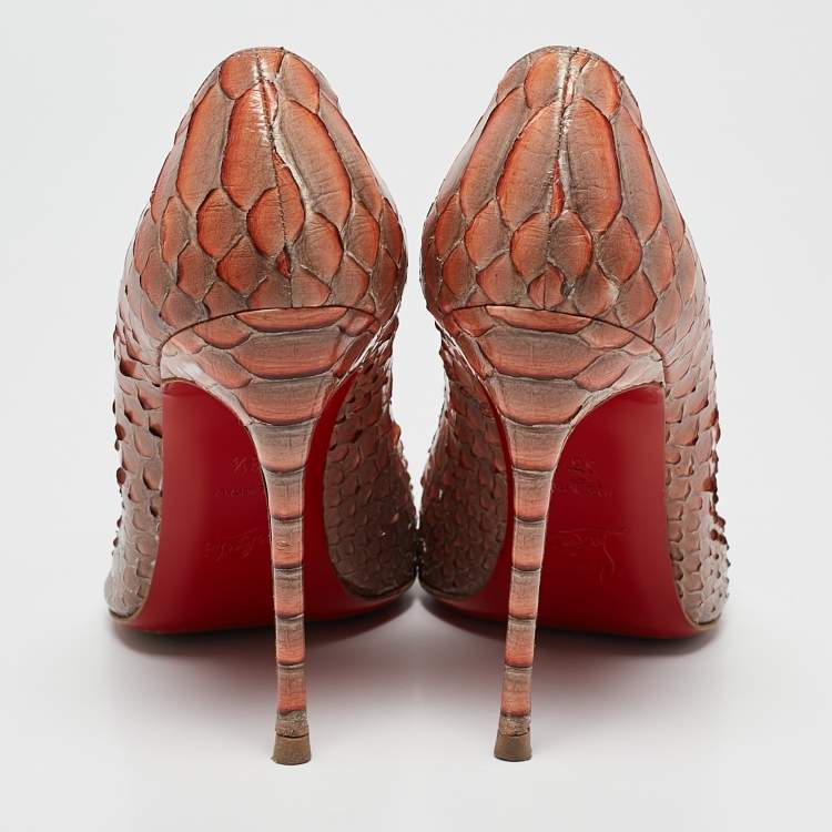 Pre Owned Christian Louboutin Two-Tone Python Leather Fifi Pumps Size 38.5
