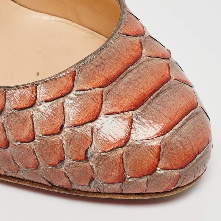 Pre Owned Christian Louboutin Two-Tone Python Leather Fifi Pumps Size 38.5
