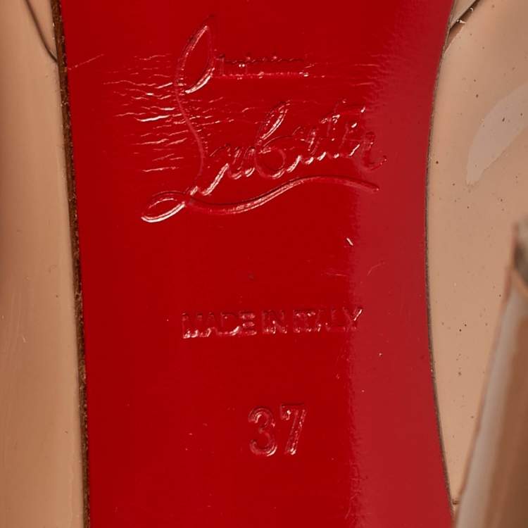 Pre Owned Christian Louboutin Beige Patent Leather Pigalle Plato Pumps Size 37