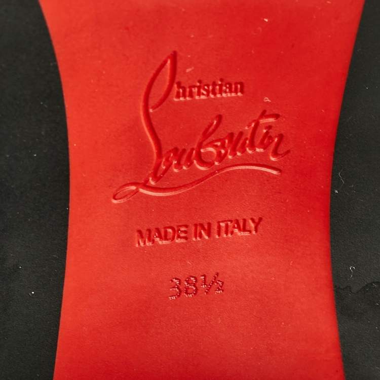 Pre Owned Christian Louboutin Black Leather and Shearling Yetita Ankle Length Boots Size 38.5