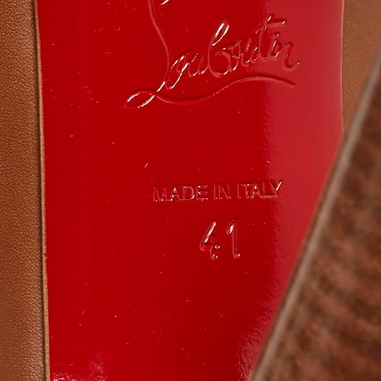 Pre Owned Christian Louboutin Brown Leather Camisol Booties Size 41