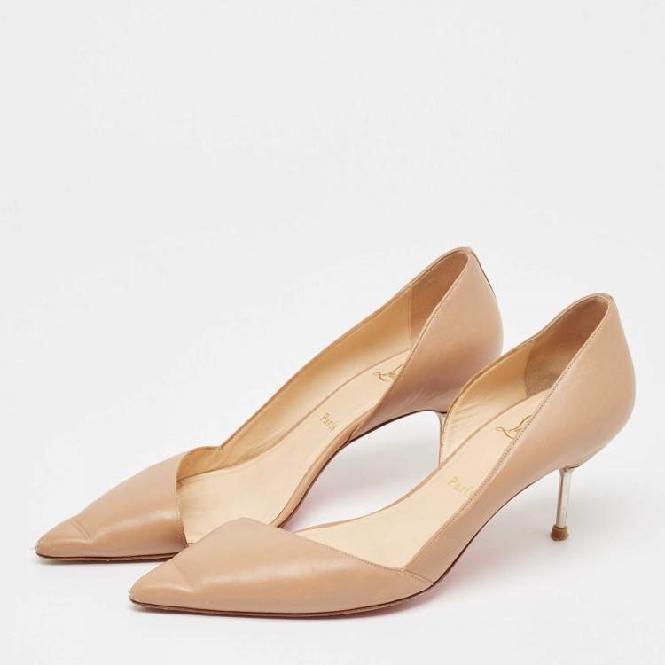 Pre Owned Christian Louboutin Beige Leather Iriza Pumps Size 40