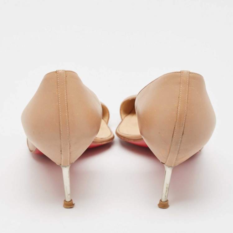 Pre Owned Christian Louboutin Beige Leather Iriza Pumps Size 40