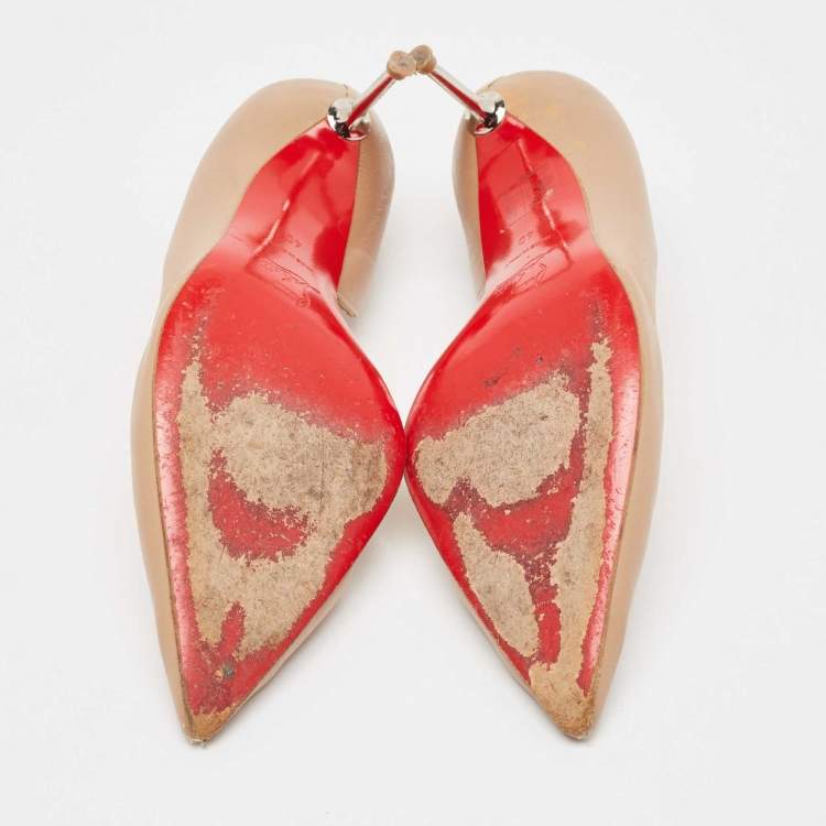 Pre Owned Christian Louboutin Beige Leather Iriza Pumps Size 40