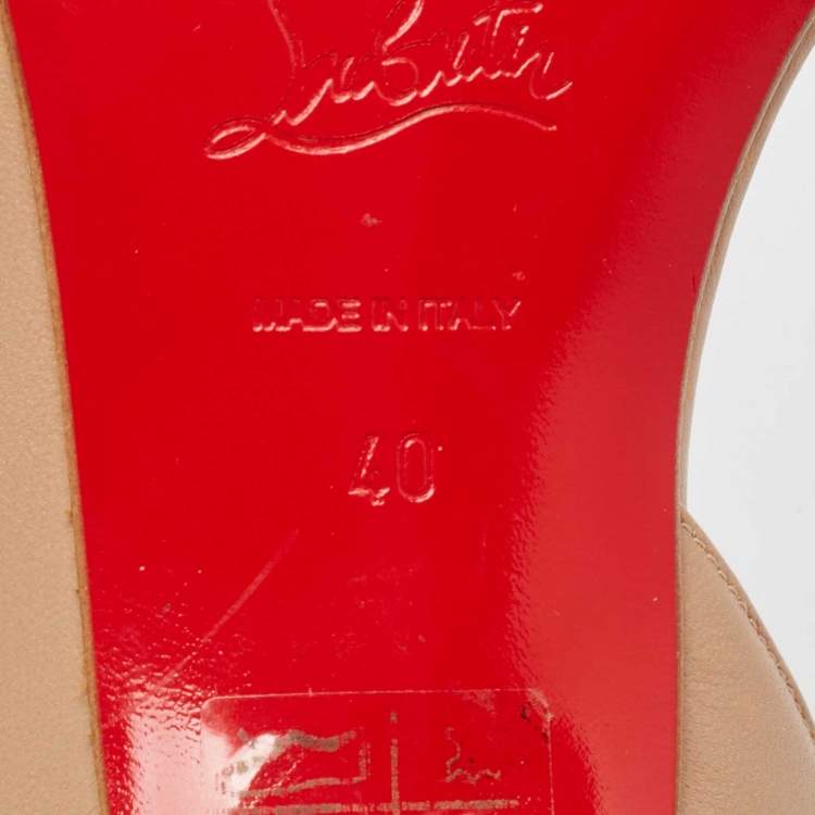 Pre Owned Christian Louboutin Beige Leather Iriza Pumps Size 40