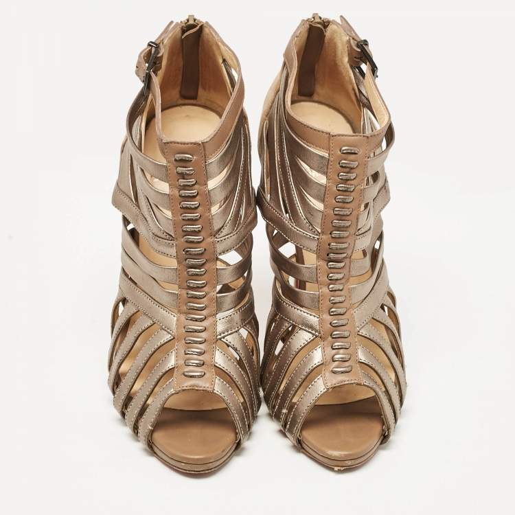 Pre Owned Christian Louboutin Brown Leather and Suede Karina Ankle Length Boots Size 39.5 