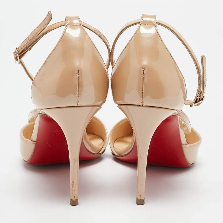 مملوكة مسبقًا Christian Louboutin Beige Patent Fliketta Pumps Size 37.5