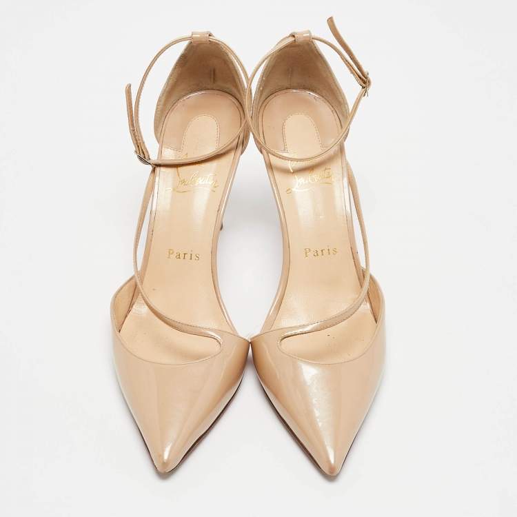 مملوكة مسبقًا Christian Louboutin Beige Patent Fliketta Pumps Size 37.5