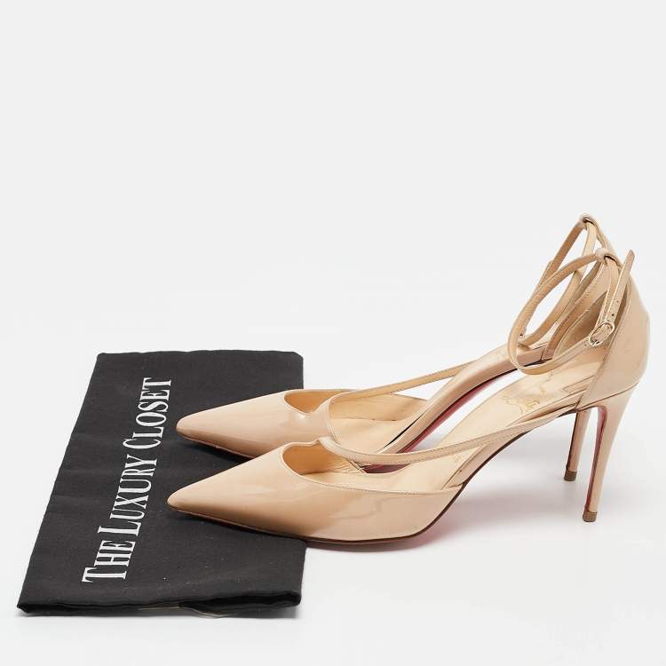 مملوكة مسبقًا Christian Louboutin Beige Patent Fliketta Pumps Size 37.5